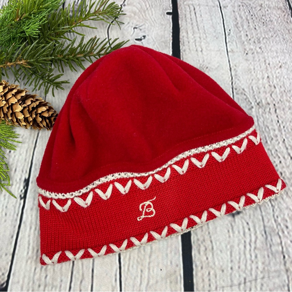 Vintage Bogner Winter Hat Red/Cream Sz M